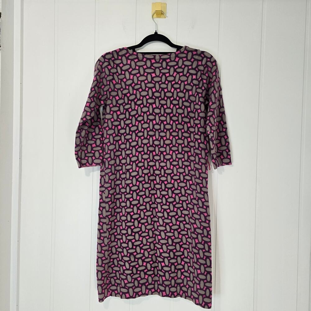 Boden Pink Wool Shift Dress Purple Geometric Pattern Warm US Size 6 - Picture 2 of 11